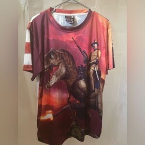 Teddy T-Rex T-Shirt With Flag on back